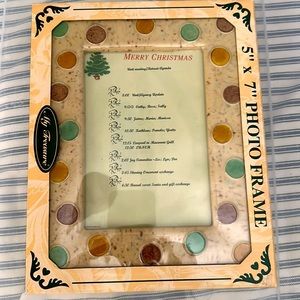 5x7” photo frame hand painted porcelain flocked easel backing ordinal packaging